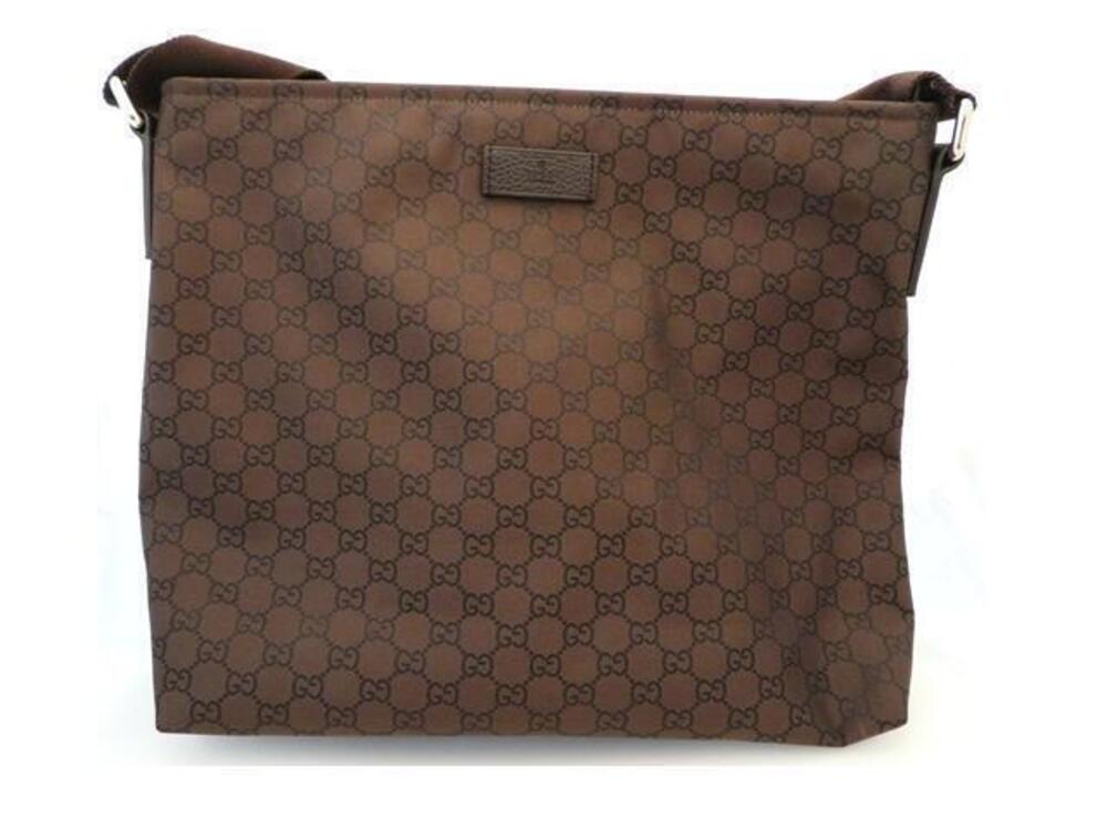 Gucci shoulder bag GG canvas dark brown